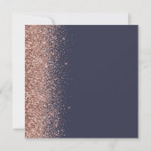 Vierkantige donkerblauwe roze gouden save the date aankondiging (Achterkant)