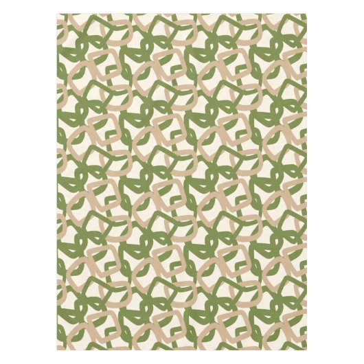 Vierkantige Knoop Olijfgroen Warm Taupe Tafelkleed (Voorkant)
