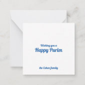 Vierkantige platte Purim-feestkaart Notitiekaartje (Achterkant)
