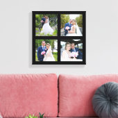 Vierkantige Trouwfotocollage Zwart .75 Canvas Afdruk (Insitu (Woonkamer))