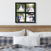 Vierkantige Trouwfotocollage Zwart .75 Canvas Afdruk (Insitu (Slaapkamer))