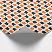 Vierkantjes 02 - Oranje en zwart Cadeaupapier (Hoek)