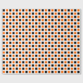 Vierkantjes 02 - Oranje en zwart Cadeaupapier (Vlak)