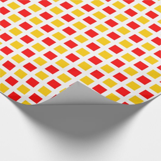 Vierkantjes 02 - Rood en ambergeel Cadeaupapier (Hoek)