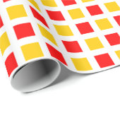 Vierkantjes 02 - Rood en ambergeel Cadeaupapier (Rol Hoek)