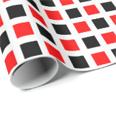Vierkantjes 02 - Rood en zwart Cadeaupapier (Rol Hoek)