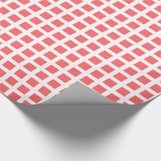 Vierkantjes 02 - Tropisch roze op wit Cadeaupapier (Hoek)