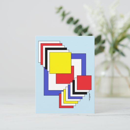 Vierkantjes Abstract Briefkaart (Staand voorkant)