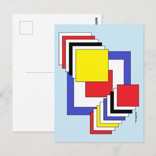 Vierkantjes Abstract Briefkaart (Voorkant / Achterkant)