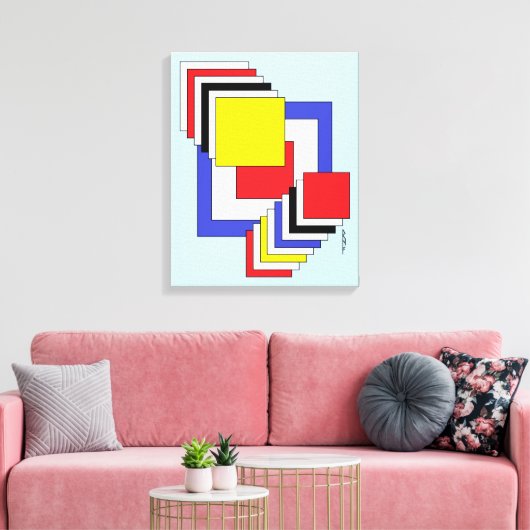 Vierkantjes Abstract Canvas Afdruk (Insitu (Woonkamer))