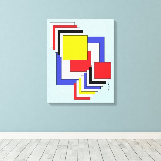 Vierkantjes Abstract Canvas Afdruk (Insitu (Houten vloer))