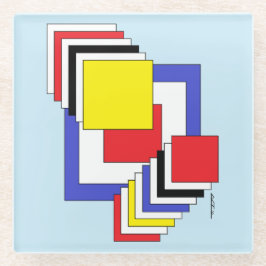 Vierkantjes Abstract Glazen Onderzetter