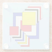 Vierkantjes Abstract Glazen Onderzetter (Achterkant)