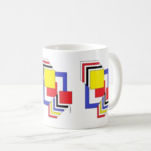 Vierkantjes Abstract Koffiemok (Voorkant rechts)