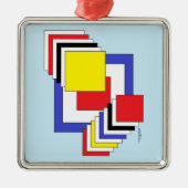Vierkantjes Abstract Metalen Ornament (Voorkant)