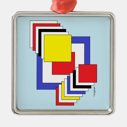 Vierkantjes Abstract Metalen Ornament (Voorkant)