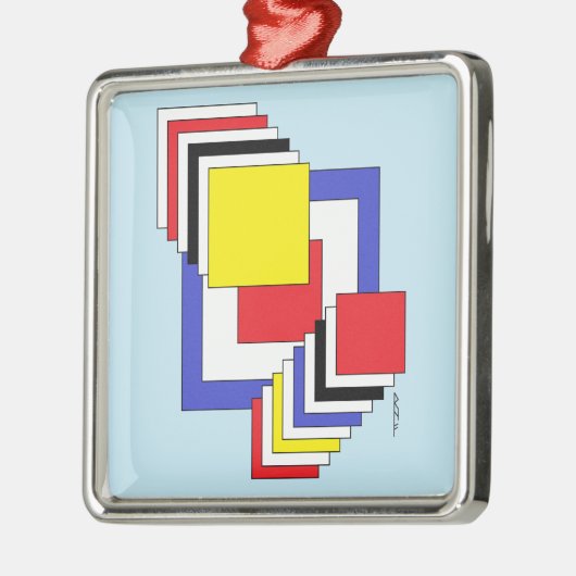 Vierkantjes Abstract Metalen Ornament (Links)