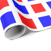 Vierkantjes - Blauw en Rood op Wit Cadeaupapier (Rol Hoek)
