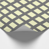 Vierkantjes - Bleek geel op grijs Cadeaupapier (Hoek)