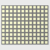 Vierkantjes - Bleek geel op grijs Cadeaupapier (Vlak)