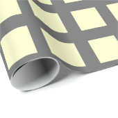 Vierkantjes - Bleek geel op grijs Cadeaupapier (Rol Hoek)