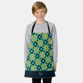 Vierkantjes & Cirkels Geel Blauw Minimaal Patroon Schort (Gedragen)