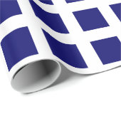 Vierkantjes - Donkere marineblauw op wit Cadeaupapier (Rol Hoek)