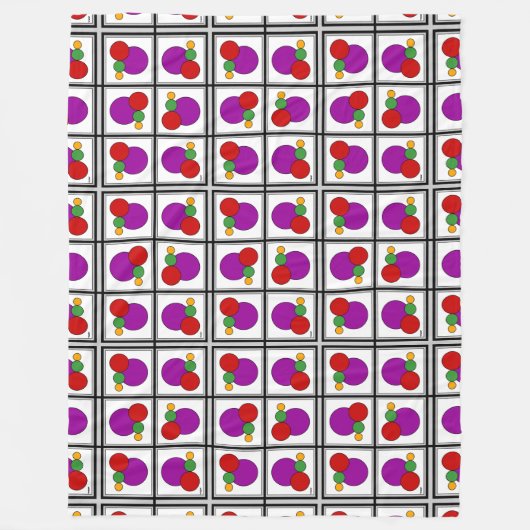 Vierkantjes en cirkels Abstract Fleece Deken (Voorkant)