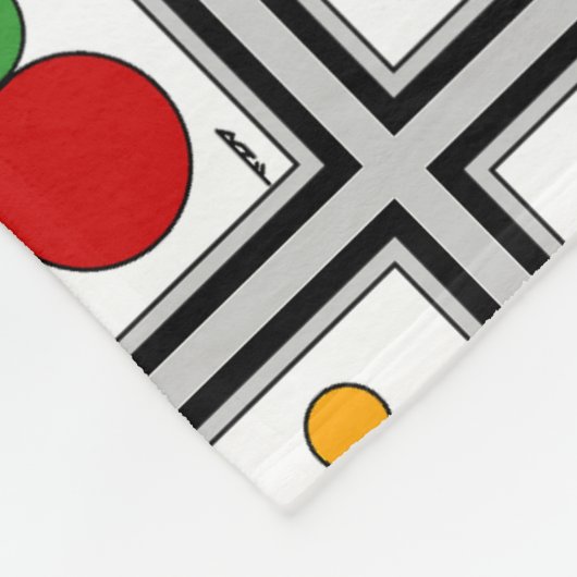 Vierkantjes en cirkels Abstract Fleece Deken (Hoek)