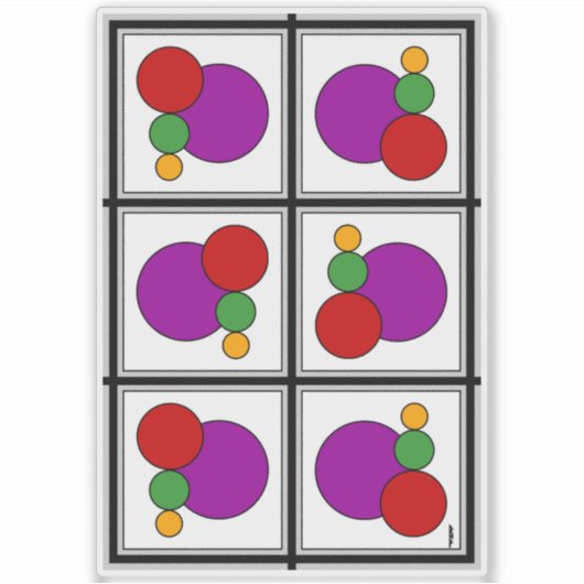 Vierkantjes en cirkels Abstract Sticker (Voorkant)