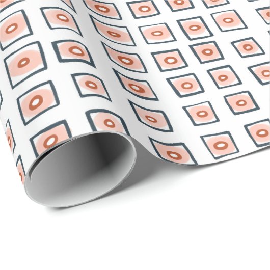 Vierkantjes en cirkels handgetekend patroonpapier cadeaupapier (Rol Hoek)
