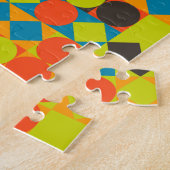 Vierkantjes en cirkels in kleuren van 70 inch legpuzzel (Zijkant)