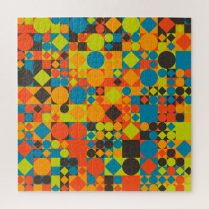 Vierkantjes en cirkels in kleuren van 70 inch legpuzzel