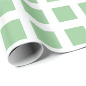 Vierkantjes - Faded groen op wit Cadeaupapier (Rol Hoek)