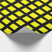 Vierkantjes - Geel op zwart Cadeaupapier (Hoek)