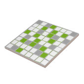 Vierkantjes, grijs, wit, groen, modern tegeltje (Zijkant)