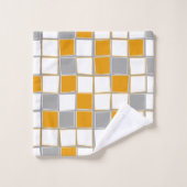 Vierkantjes, grijs, wit, mosterdgeel, modern bad handdoek (Wasdoekje)
