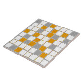Vierkantjes, grijs, wit, mosterdgeel, modern tegeltje (Zijkant)