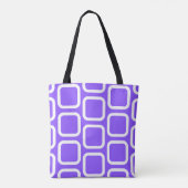 Vierkantjes in wit en violet tote bag (Achterkant)