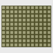 Vierkantjes - Khaki op Donkere Olijf Cadeaupapier (Vlak)