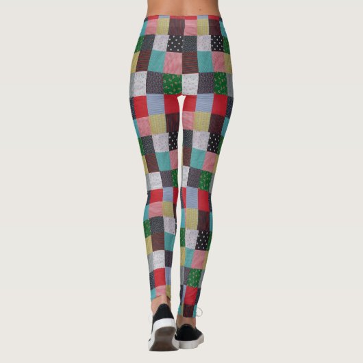 vierkantjes kleurrijke textiel leggings (Achterkant)