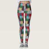 vierkantjes kleurrijke textiel leggings (Voorkant)