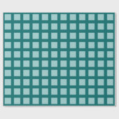 Vierkantjes - Licht Blauw Groen op Blauwgroen Cadeaupapier (Vlak)