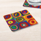 vierkantjes met cirkels, Abstract, Wassily Kandins Kartonnen Onderzetters (Schuin)