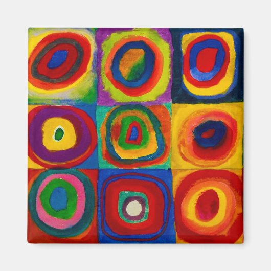vierkantjes met cirkels, Abstract, Wassily Kandins Magneet (Voorkant)