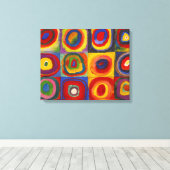 Vierkantjes met concentrische cirkels | Kandinsky Canvas Afdruk (Insitu (Houten vloer))