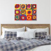 Vierkantjes met concentrische cirkels | Kandinsky Canvas Afdruk (Insitu (Slaapkamer))