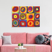 Vierkantjes met concentrische cirkels | Kandinsky Canvas Afdruk (Insitu (Woonkamer))