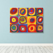 Vierkantjes met concentrische cirkels | Kandinsky Canvas Afdruk (Insitu (Houten vloer))