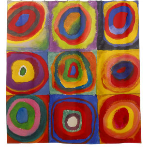 Vierkantjes met concentrische cirkels   Kandinsky  Douchegordijn